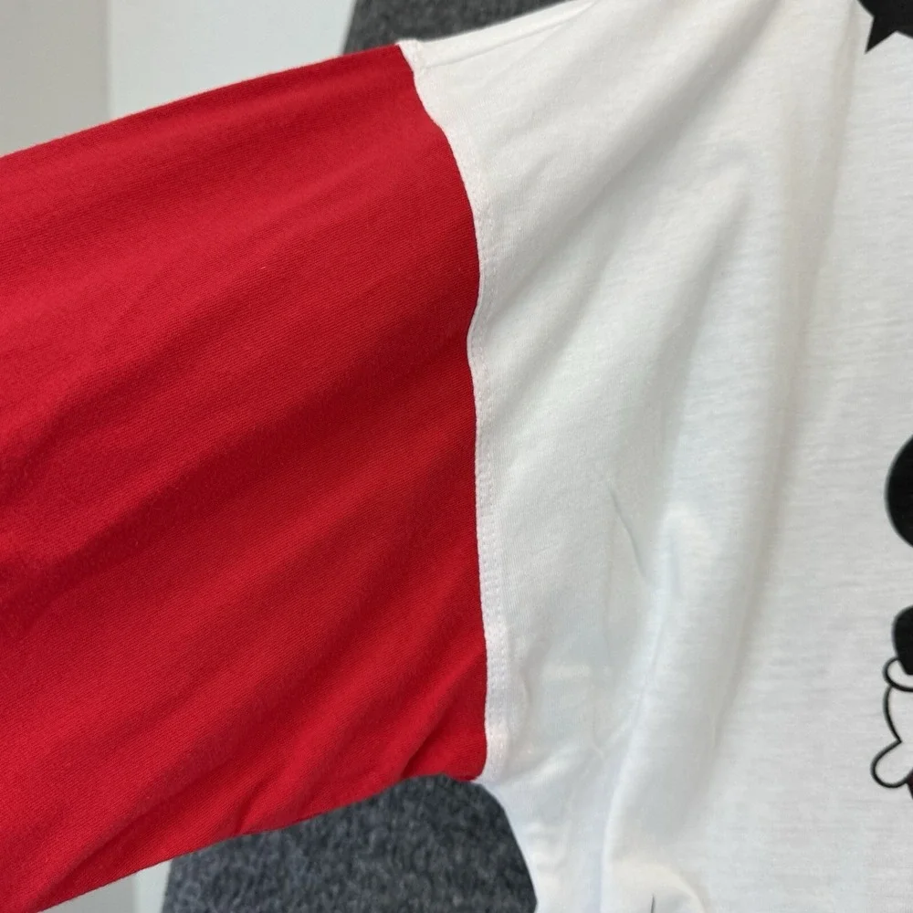 Disney Womens Mickey Mouse Pajama Tee Shirt Top Long Sleeve Red White Large NWT - Picture 5 of 12